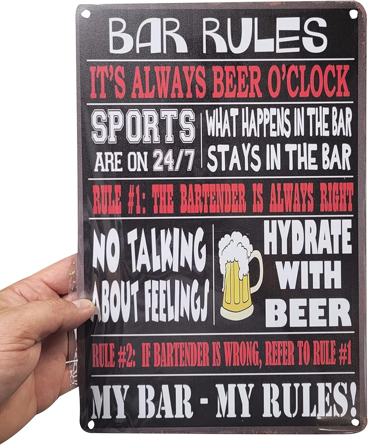 Y1,AMERICAN WIT (BAR Rules - It;s Always Beer O;CLOCK.) ; Metal Tin Funny Bar Sign