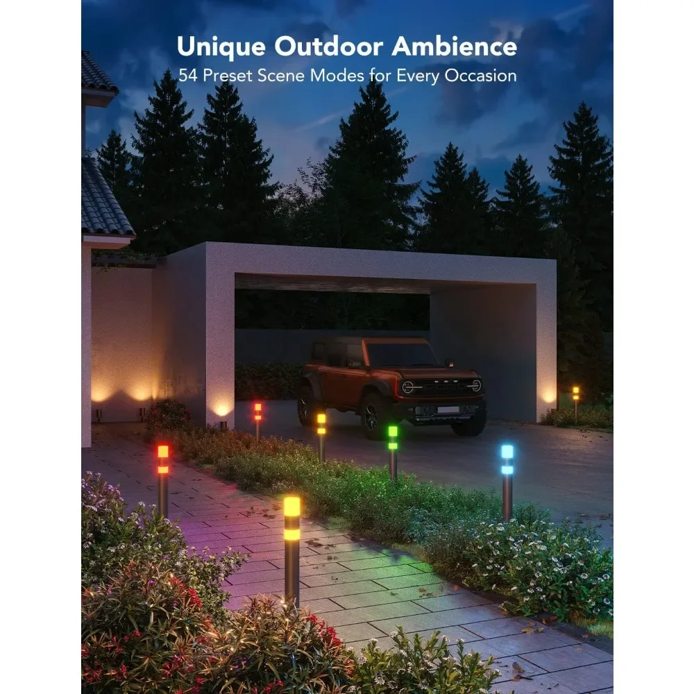 

Outdoor Pathway Lights, Patio Decorations, Smart Outdoor Lights with App Control, 250LM RGBIC Walkway Lights,