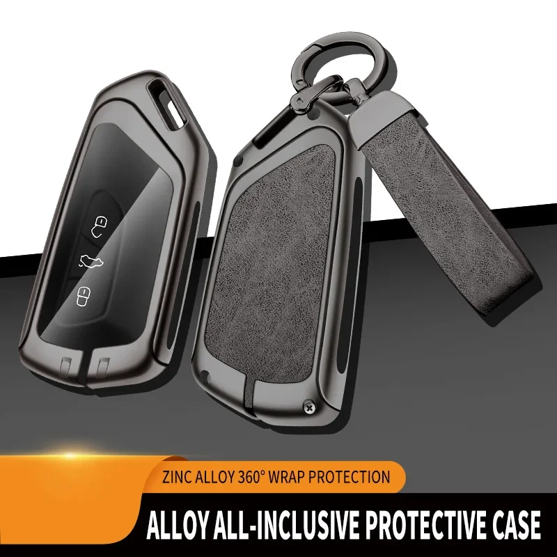 

Car Key Case Cover Shell For VW Volkswagen Golf 8 2020 Skoda Octavia A8 MK8 2022 2021 SEAT Leon MK4 Zinc Alloy Leather Accessory