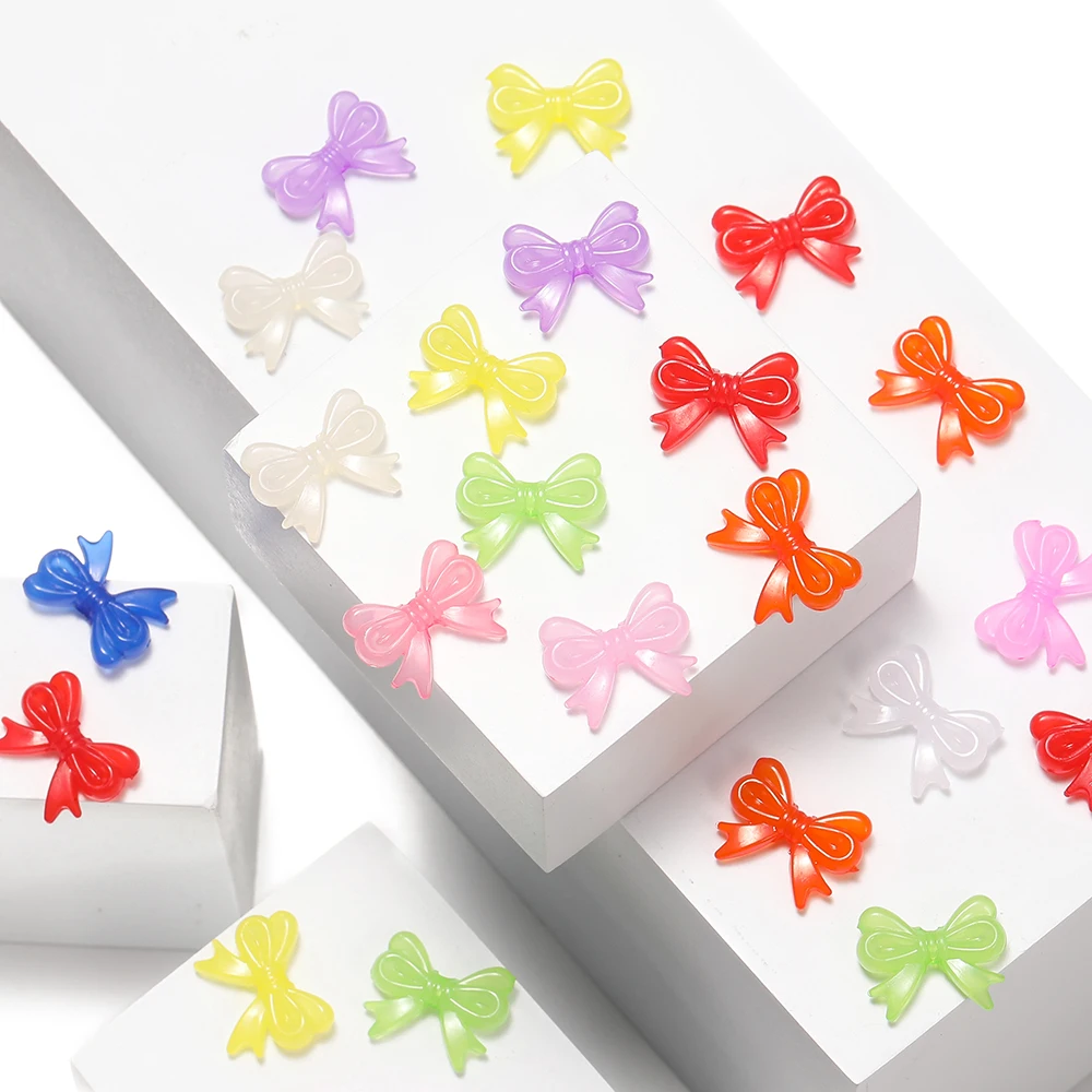 20/30pcs 14*18mm Multicolor Acrylic Bowknot Shape Loose Spacer Beads for Diy Handmade Necklace Jewelry Making Accessories