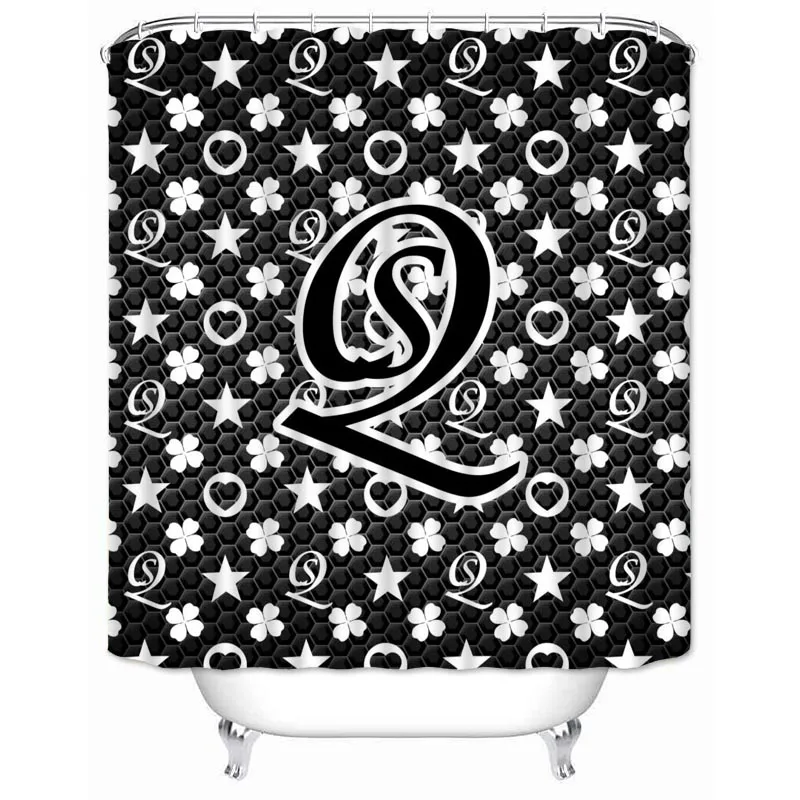 Musife Custom Classic Four-Leaf Clover With Stars Shower Curtain Waterproof Bathroom Polyester Fabric Bathroom Curtain