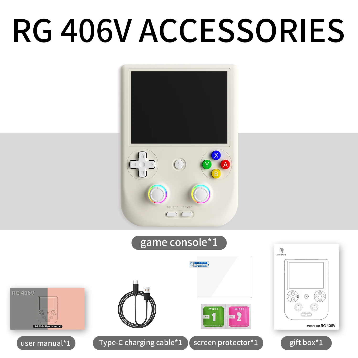 ANBERNIC RG406V Handheld Game Console 4-inch IPS Multi-Touch Screen Retro Game Console Draagbare Pocket Video Gaming speler Gift