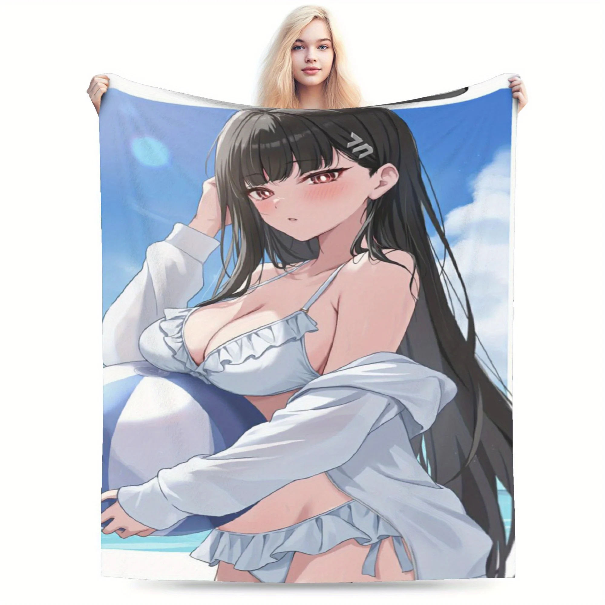 swimsuit with anime patterns Flannel printed blanket suitable for all seasons suitable for living room office sofa and travel