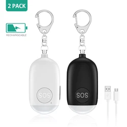 2PCS/1PC Auto Defesa Alarme 130dB Segurança Grito Alarme Pessoal Chaveiro Alarme de Emergência com Luzes LED para Kid Girl Idosos