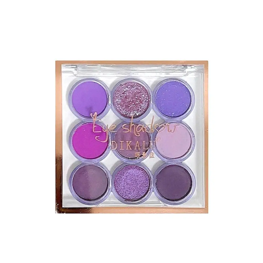 Encantador paleta de sombra 9 cores, roxo, retro, azeitona, pó fosco, longo, brilho, verde, impermeável, cosméticos de longa duração, j8h0