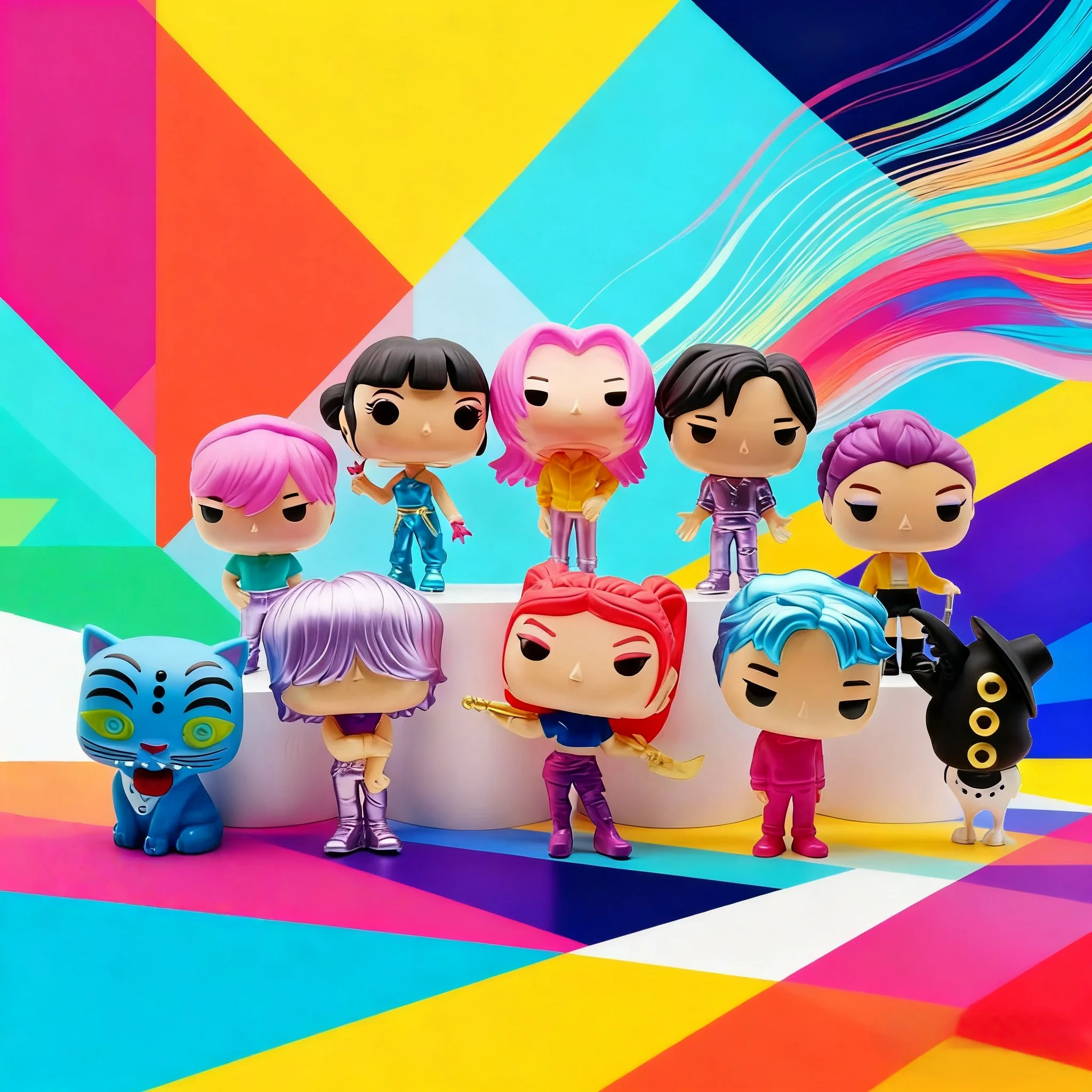 

Derivative creative trendy toy gift of the Demon Hunter Girls: square-headed Derpy-style keychain, an exquisite accessory wit