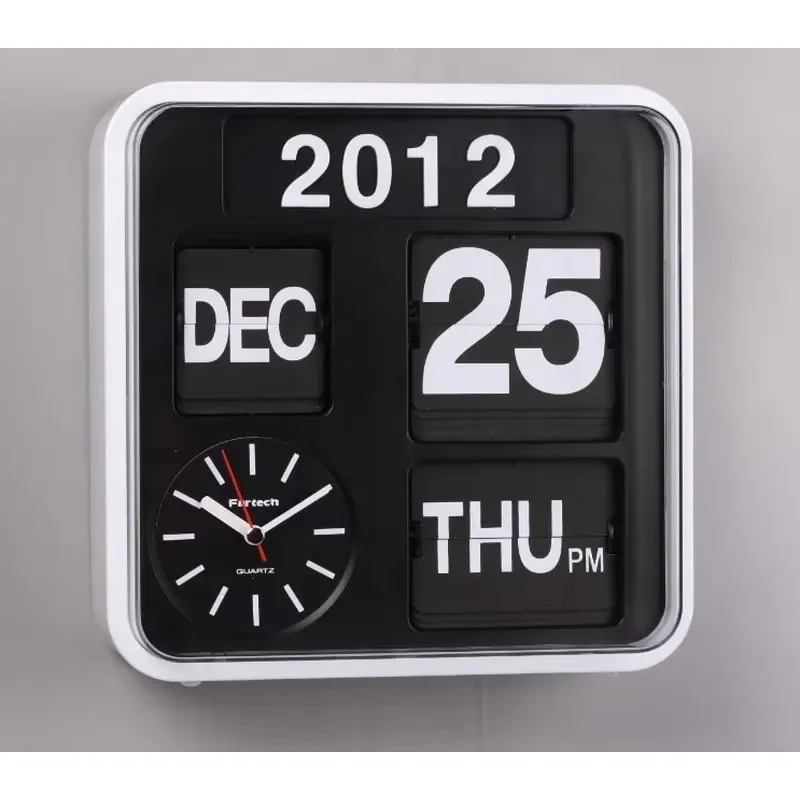 Modern Square Plastic Wall Clock Automatic Flip Calendar Multifunctional Home Decor New Attractive Design For Living Room