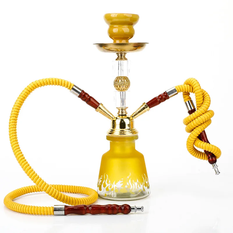 Travel Arabian Hookah Shisha Set with Double Hose, Charcoal Tongs, Small Glass Bottle, Smoking Accessories, Birthday Gift