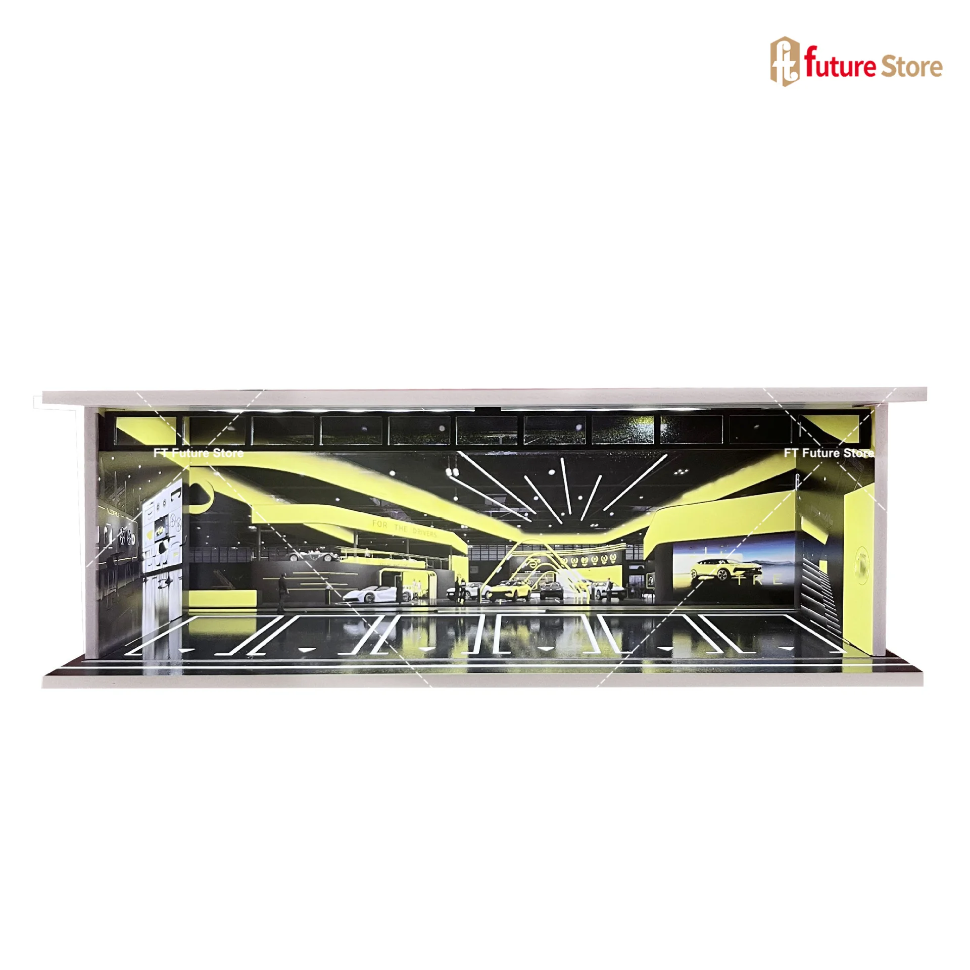 1/64 Schaal Garage Scène Model Verlichting Gemonteerd Parkeerplaats Diorama Parkeerplaats voor Miniaturen Figuur Auto's Display