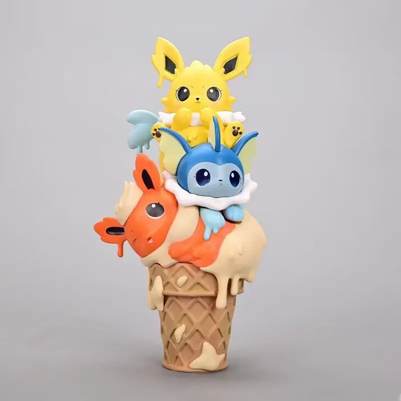 Anime Cartoon PokéMon Ice Cream Series Hand Figure Cone Pikachu Doll Model Psyduck Desktop Ornament Children'S Toy Gifts