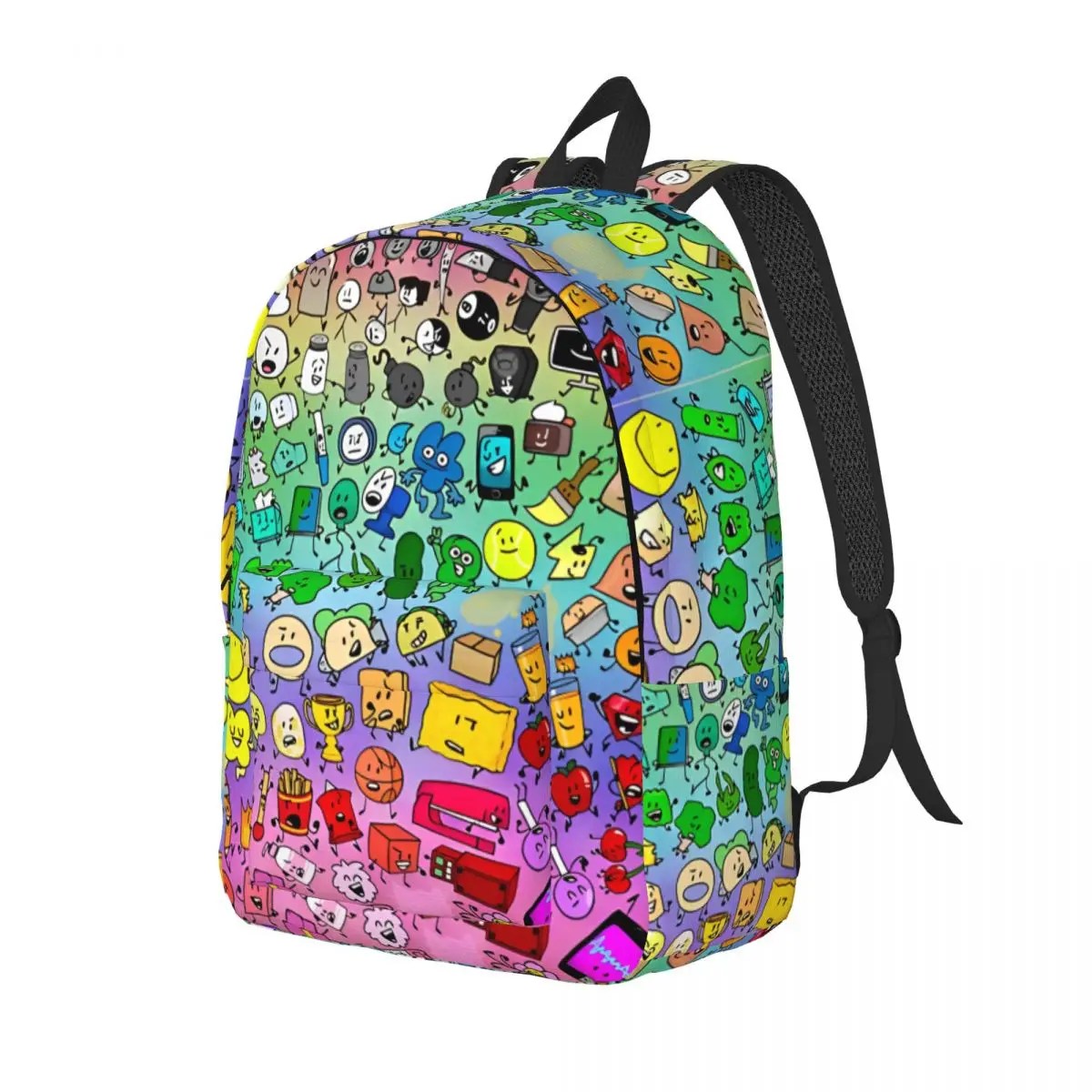 BFDI Inanimate Insanity Characters Rainbow Backpack Men Women School Hiking Travel Daypack Laptop Computer Canvas Bags Sports