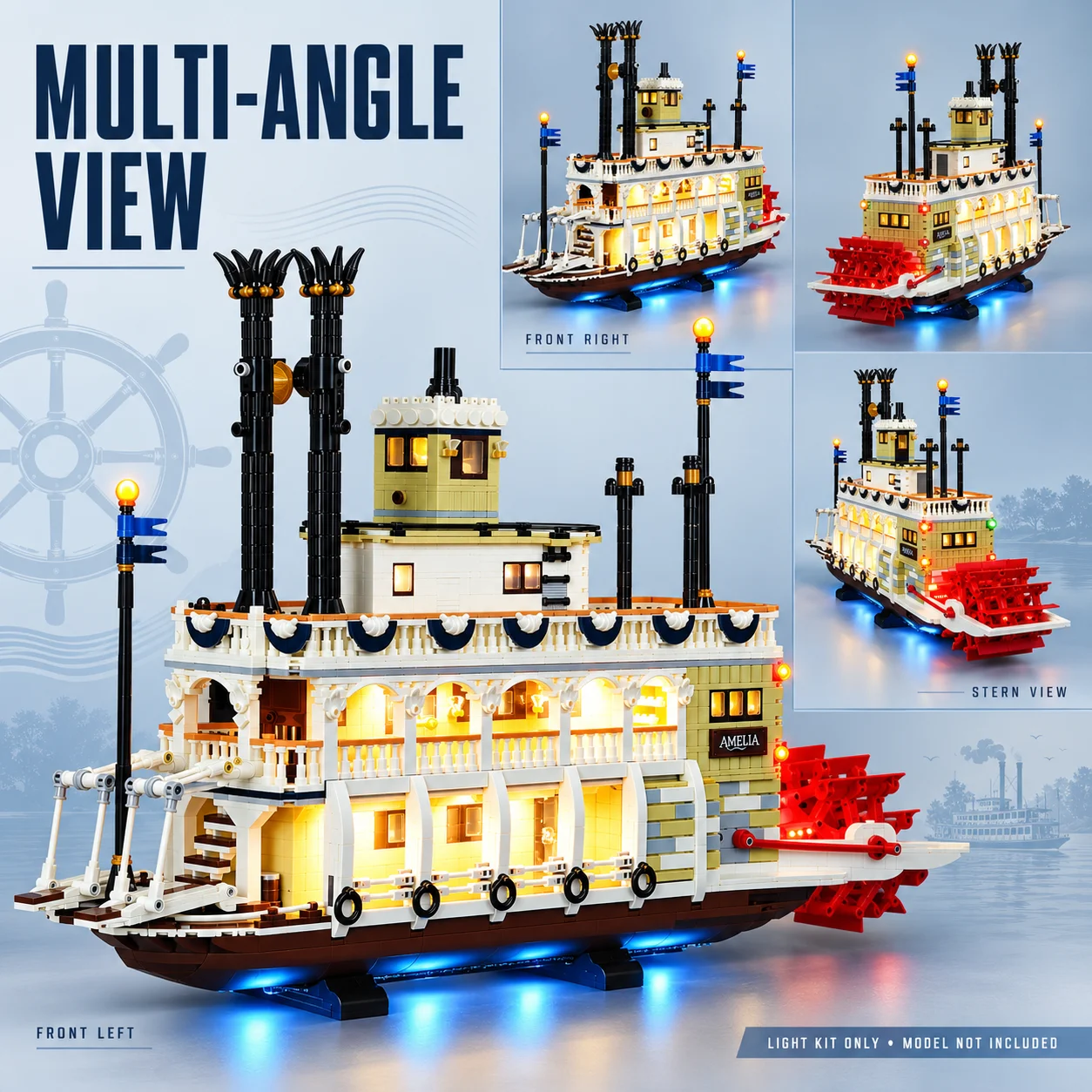 Hprosper 5V LED Lights for Lego 21356 River Steamboat Decorative Lamp With Battery Box