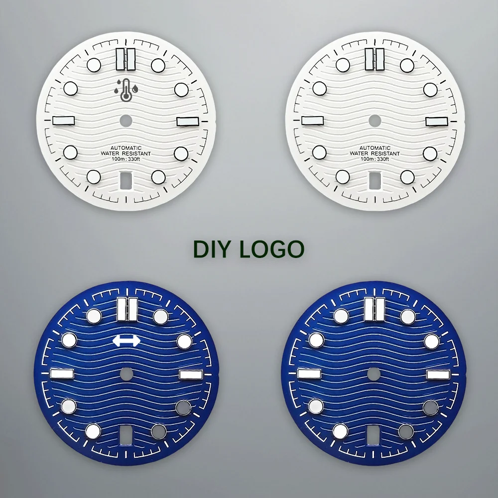 Seamaster 31.5mm dial fits for 6 o'clock Date NH35 NH36 movement green luminous dial hands watch accessorie Customized logo dial