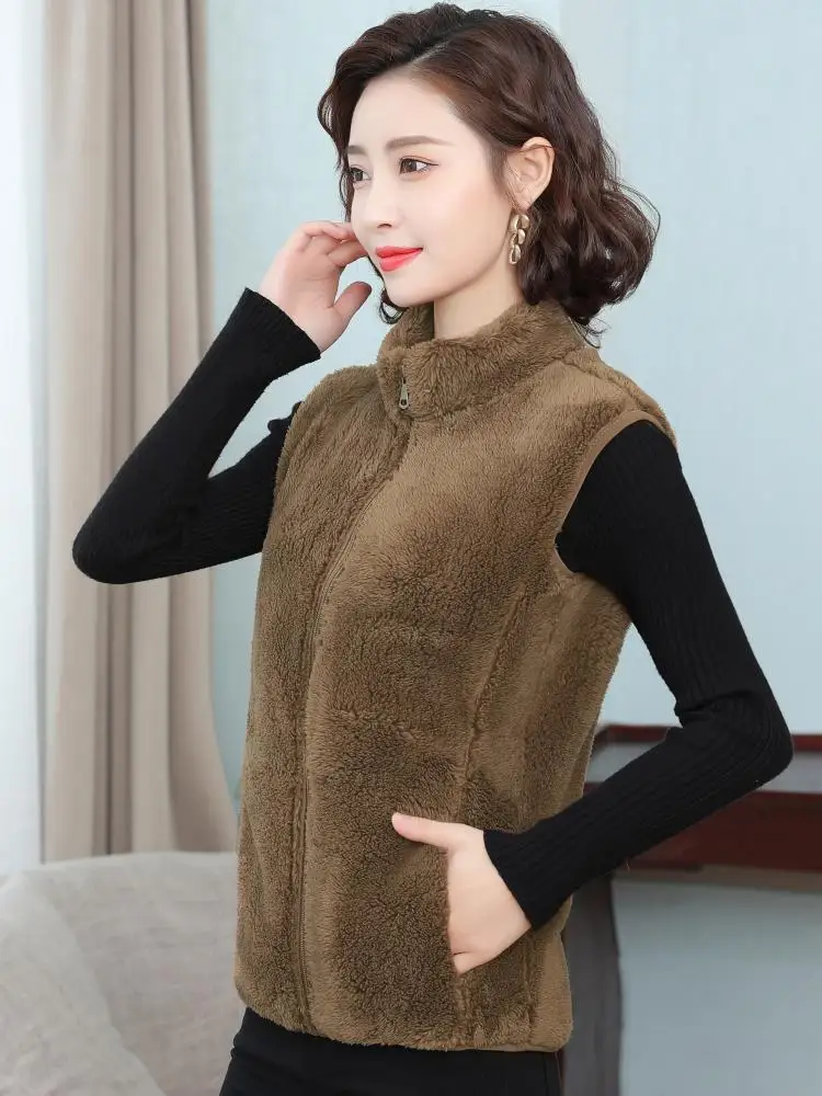 

Women's Fce Lined Vest ort Thiened Warm Cotton Polyester Fill Spring Autumn Winter Jaet Zipper Closure Color