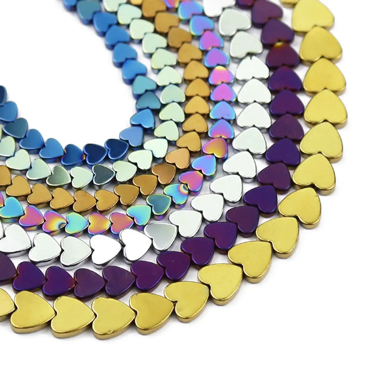 Natürliche Stein Überzug Bunte Pfirsich Herz Hämatit Spacer Lose Perlen 6/8/10MM Für Schmuck Machen DIY liebe Armband Zubehör