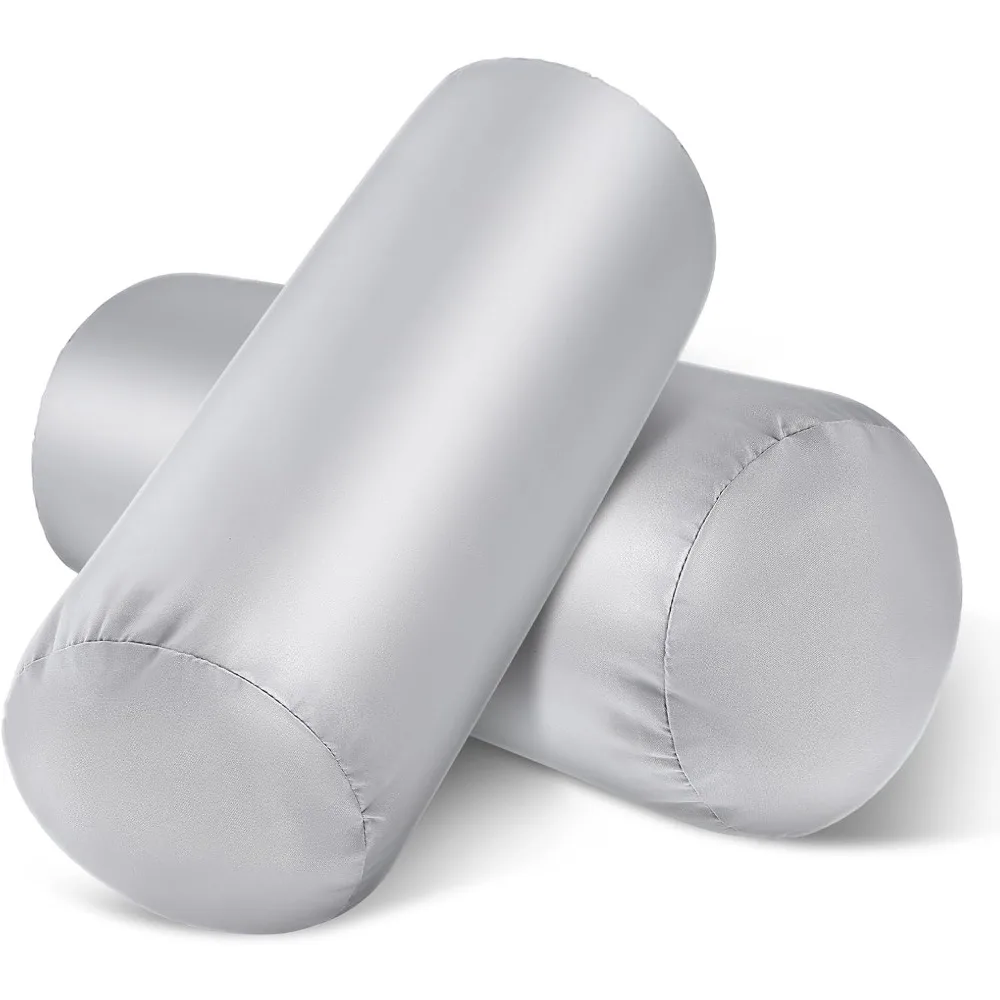 

2 Packs Round Neck Pillow Case Covers, 16.1x5.9inch Cervical Neck Roll Pillow Cover Soft Round Pillow Covers with Zipper Bolster