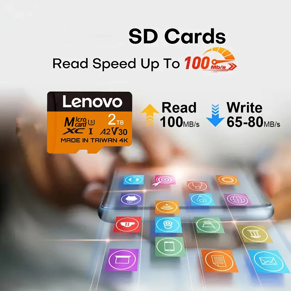 Tarjeta de memoria Lenovo de 1TB, 64GB, 512GB, tarjeta SD de 2TB, Micro TF, velocidad rápida, 256GB para cámara DSLR, PC, pago seguro en todo el mundo