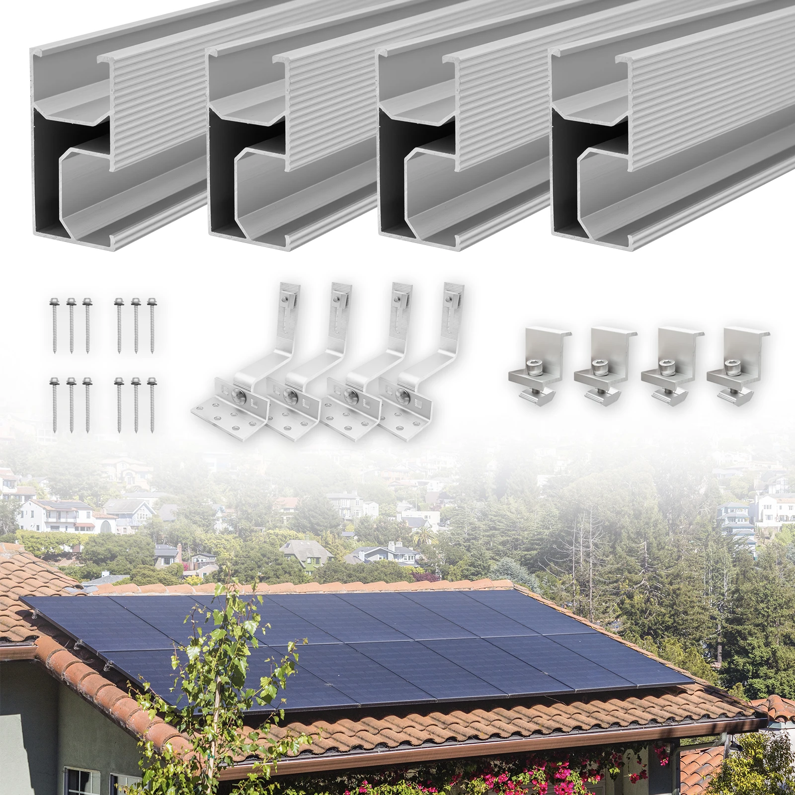 10/6/4Pcs Solar Panel Mounting Bracket Kit PV Rail Fastening Roof Rail Hook Mounting Bracket Sets