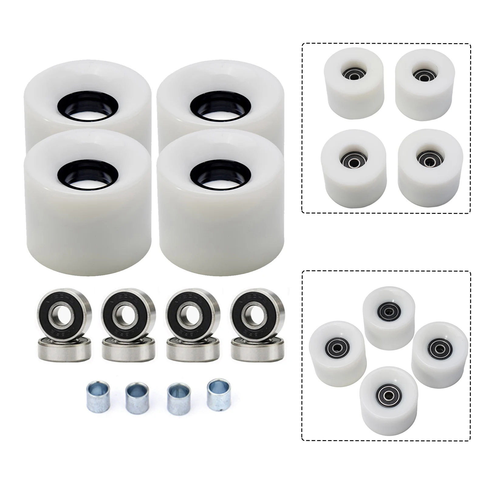 4-Pack 60x45mm 78A PU Longboard Wheels with 8 Bearings and 4 Spacers for Smooth Operation on Pavement Roads and Recreation Areas
