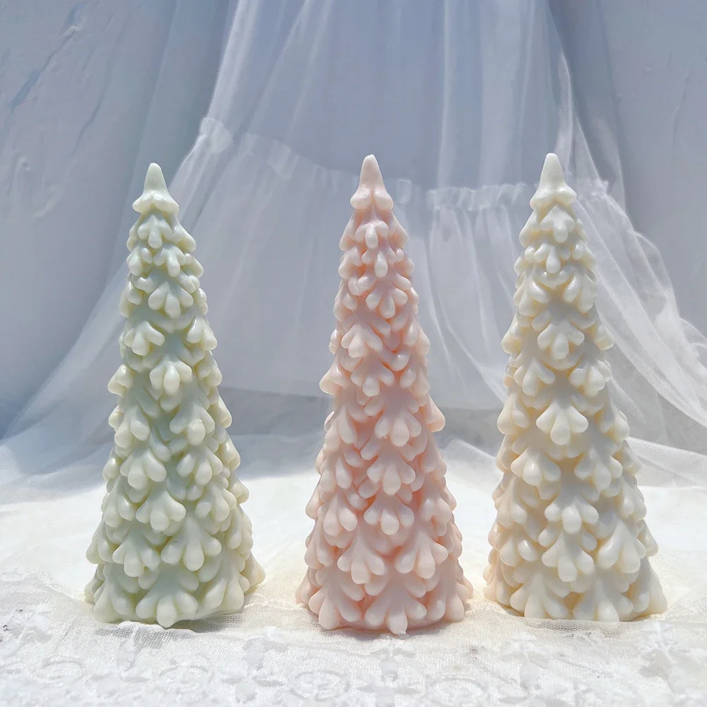 M size Snow Pine Christmas Tree Silicone Candle Mold Christmas Ornaments Silicone Mold Dinner Soy Wax Silicone Mould