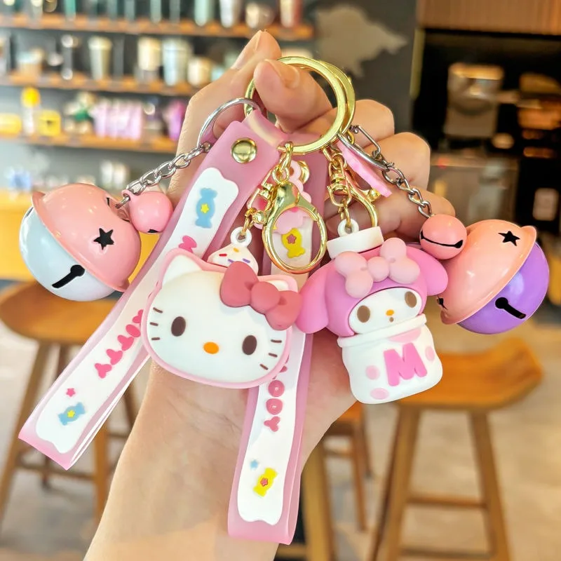 

Sanrio Hello Kitty Cinnamoroll Anime Kawaii Keychain Pendant Cute Cartoon Kuromi Schoolbag Decoration Gifts Toys for Kids
