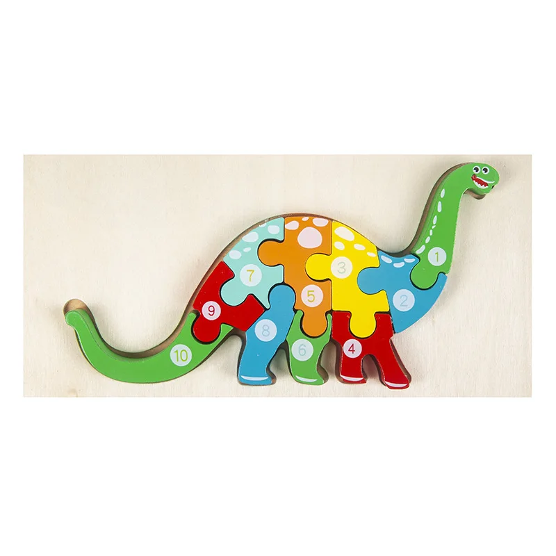 Interlocking Animals Shaped Numerical Puzzle Children Cat Dino Dinasor Car Rabbit Airplane Educational Toy Idea for Girl 2 Years