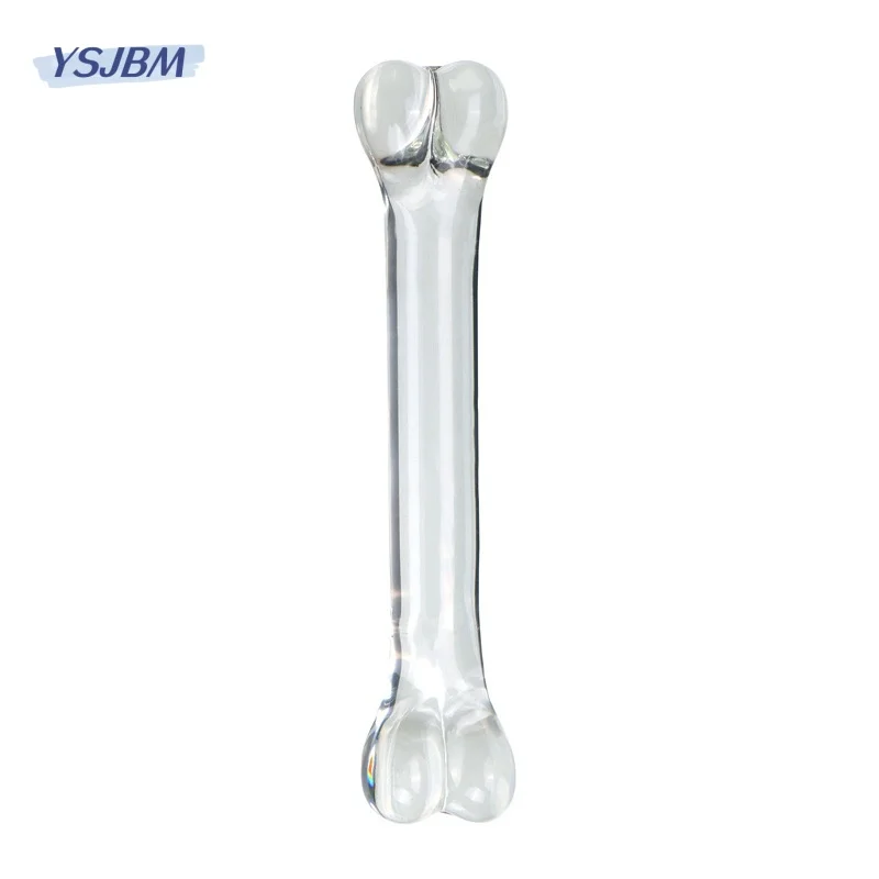 Dildo de Vidro Erótico para Mulheres, Pênis Falso Realista com Duo de Cristal, Bastão Ósseo Grande, Plug Anal, Massagem Vagina e Peep, Brinquedos Sexuais