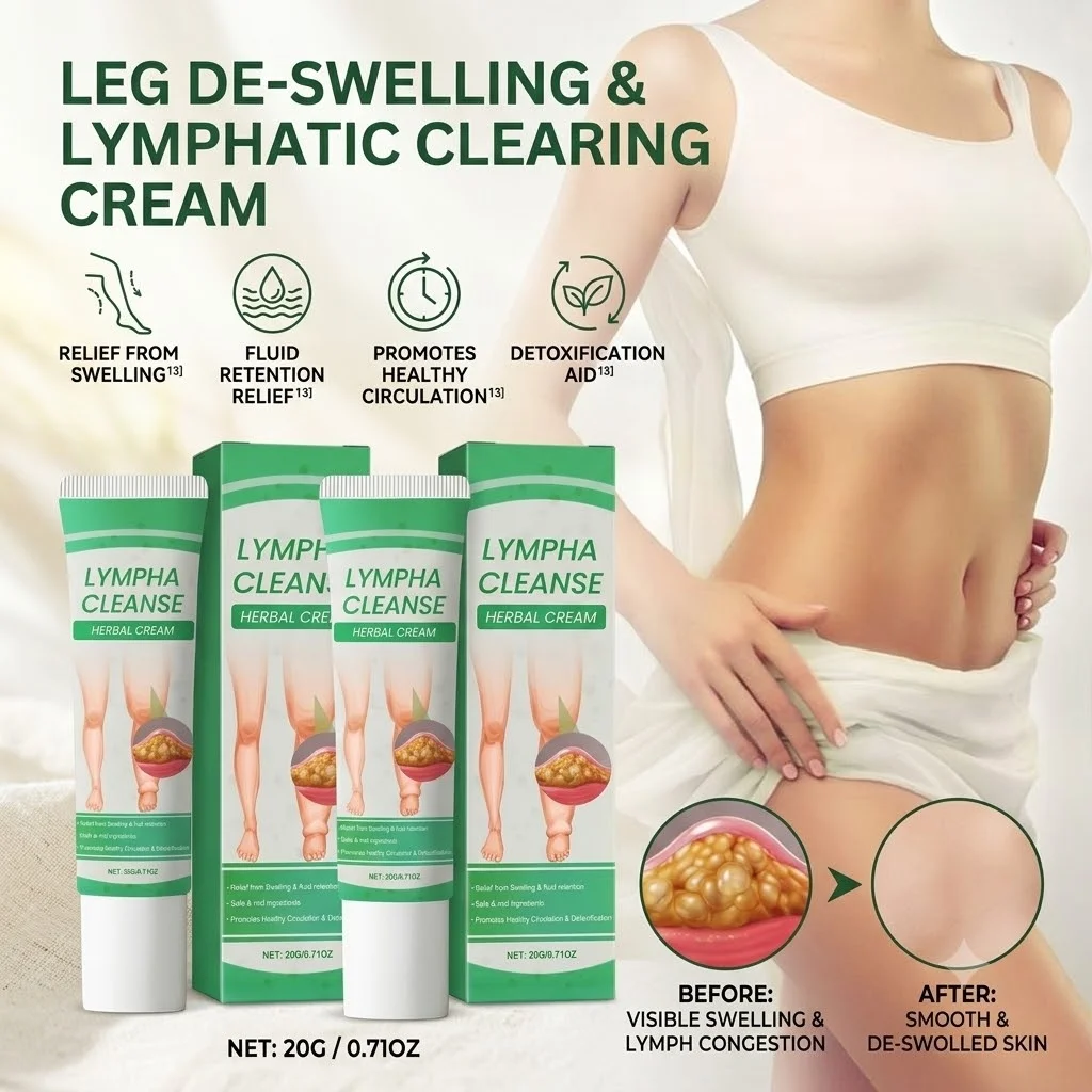 LYMPHA CLEANSE Herbal Cream 20g Leg Swelling Relief Detoxing Lotion Fluid Retention Blood Circulation Body Skincare Cream