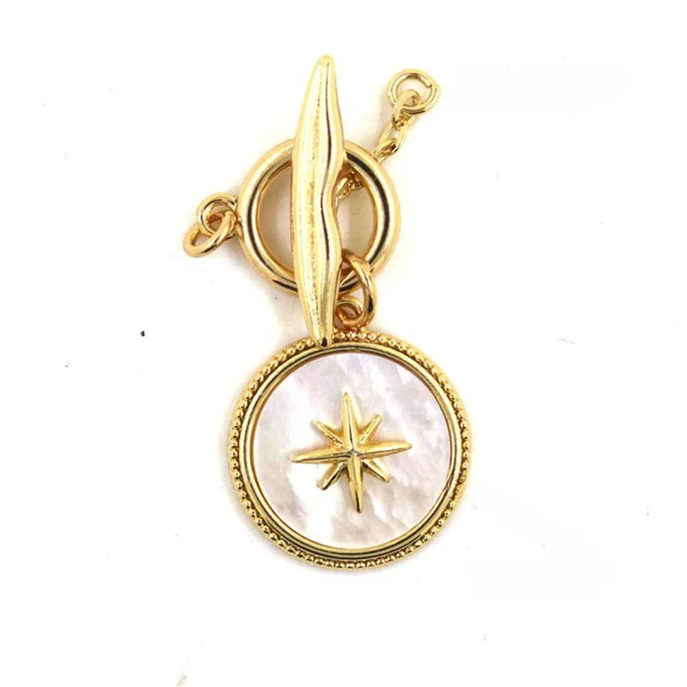 DIY Accessories Natural Shell Polished Starlight Pendant OT Buckle Pearl Jade Honey Wax Necklace Bracelet Lock V071