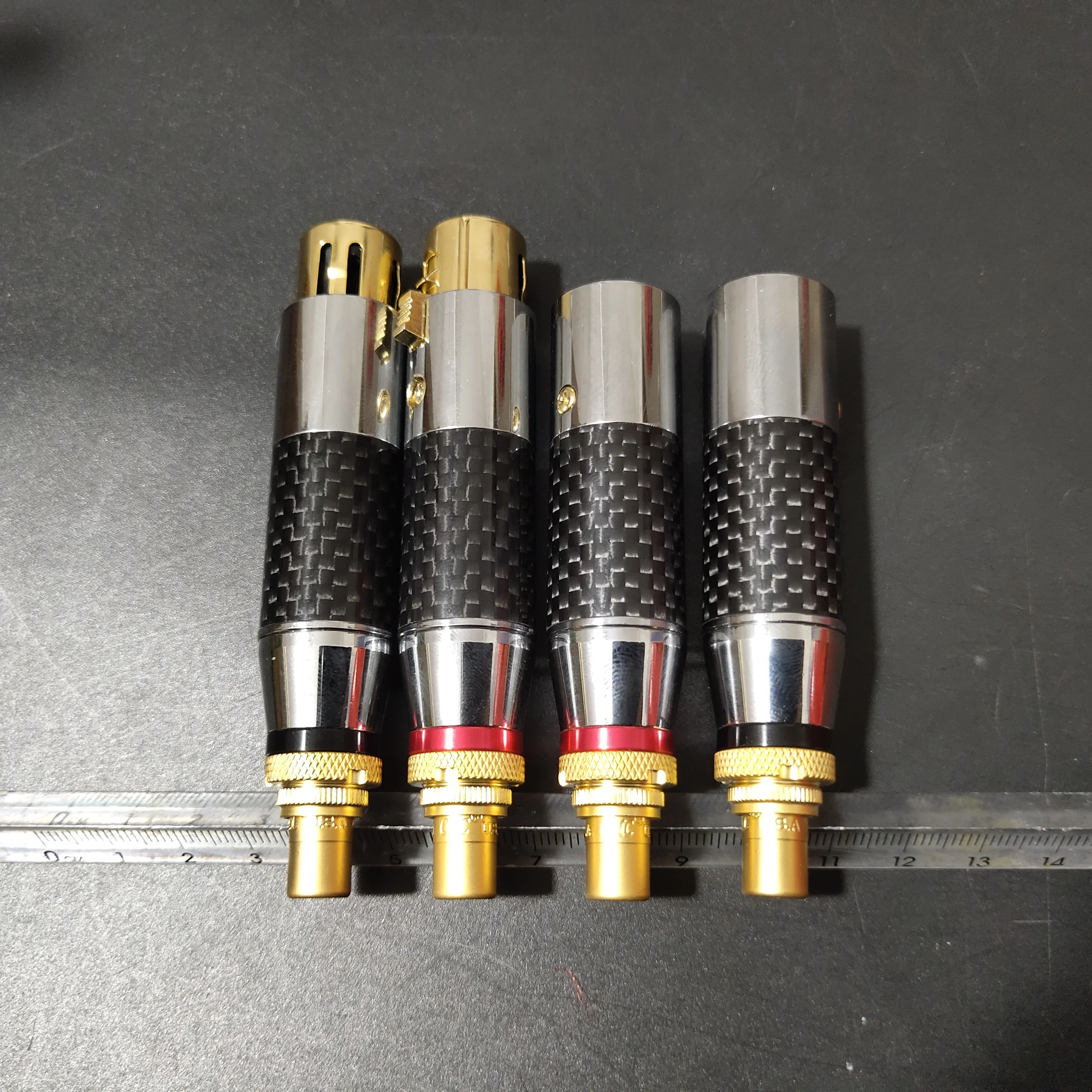 2Pcs Gold plated XLR to RCA adapter lotus plug to XLR male female adapter to RCA reference furutech Carbon Fiber Audio Converter