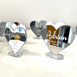 10pcs Personalized Wedding Mirror Acrylic Place Setting Baby Shower Party Engraved Place Names Table Decoration