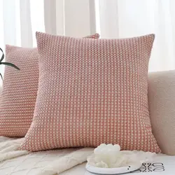 Pink-White Corduroy Soft Cushion Cover Square 45x45cm Pillowcase Sofa Throw Pillow Cover Living Room Funda Cojin Home Decoration