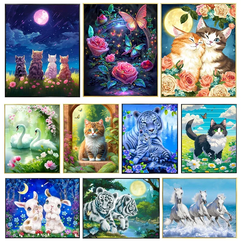 20 Different Animal Diamond Art Cross Stitch Kit 5D Diamond Painting Kit Living Room Corridor Wall Decor Home Decor DIY Gift