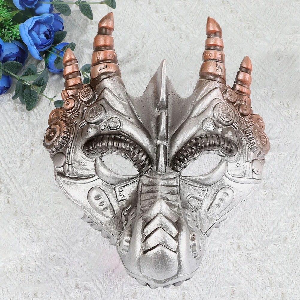 

1PC Halloween Mask Stereoscopic Dragon Headgear Mask Party Props for Cosplay Festival Masquerade (Silver)