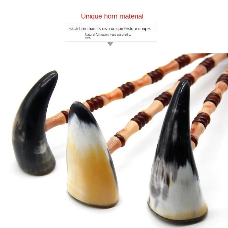 1Pcs Natural Ox Horn Back Scratcher Portable Double Head Tickle Relief Manual Ergonomic Design Massage Tool Supplies