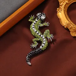 Creative Esxquisite Women Men Fashion Luxury Rhinestone Lizard Badges Jewelry Classic Animal Crystal Shiny Brooches Pins Gift