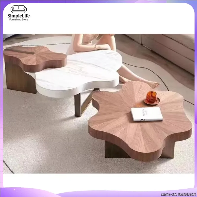 

Modern Marble Top Coffee Table Vintage Cloud Shape Living Room Furniture Minimalist Round Side Table for Small Spaces