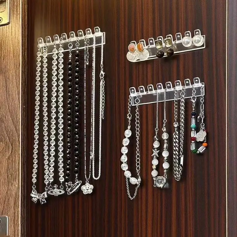 Estante de almacenamiento de collares detrás de la puerta del gabinete con espejo, estante de presentación de joyería antienredos, adecuado para hombres y mujeres, 3/6/12/18 Uds.