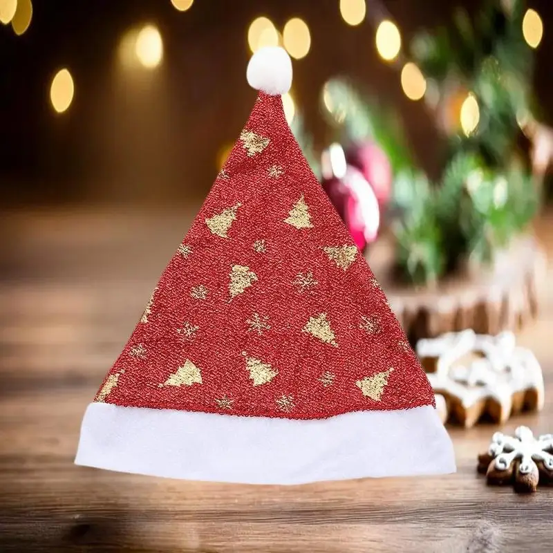 グリッターカラフルなクリスマス帽子大人の子供のための光沢のあるスノーフレークレインボーサンタクロース帽子クリスマスキャップ新年パーティーの装飾小道具