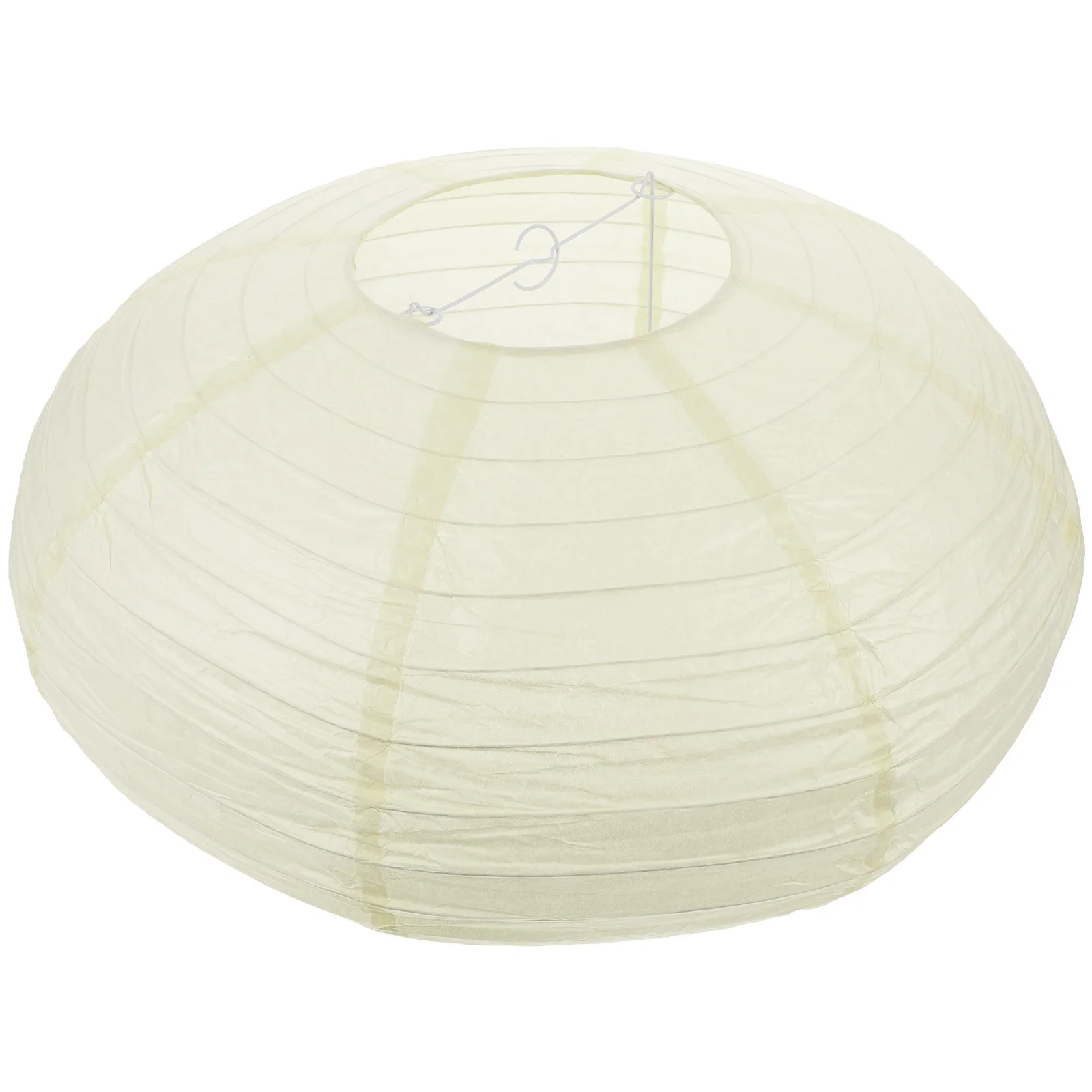 

Wicker Paper Lampshade White Light Bulbs Lantern Shades Glow Beige Iron Replacement of The Lid