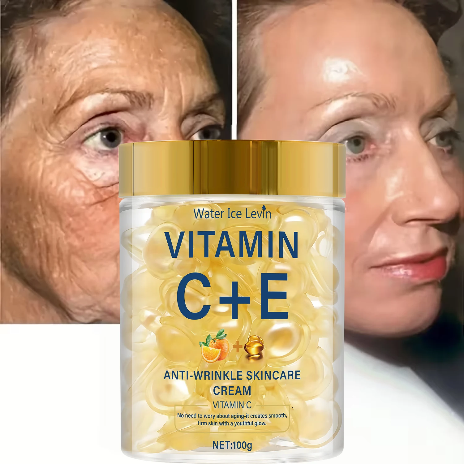 Vitamin C+E Anti-Wrinkle Face Cream. Moisturizes Evens Skin Tone. Firms Lifts Texture. Youthful Radiant Glow. 100g.