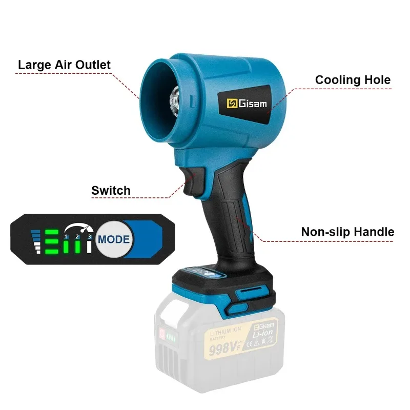 

【Hot Item】 300000RPM 400M/S Brushless Electric Turbo Blowers Jet Fan Handheld Leaf Blower Dust Blowing for 18V Battery Pin