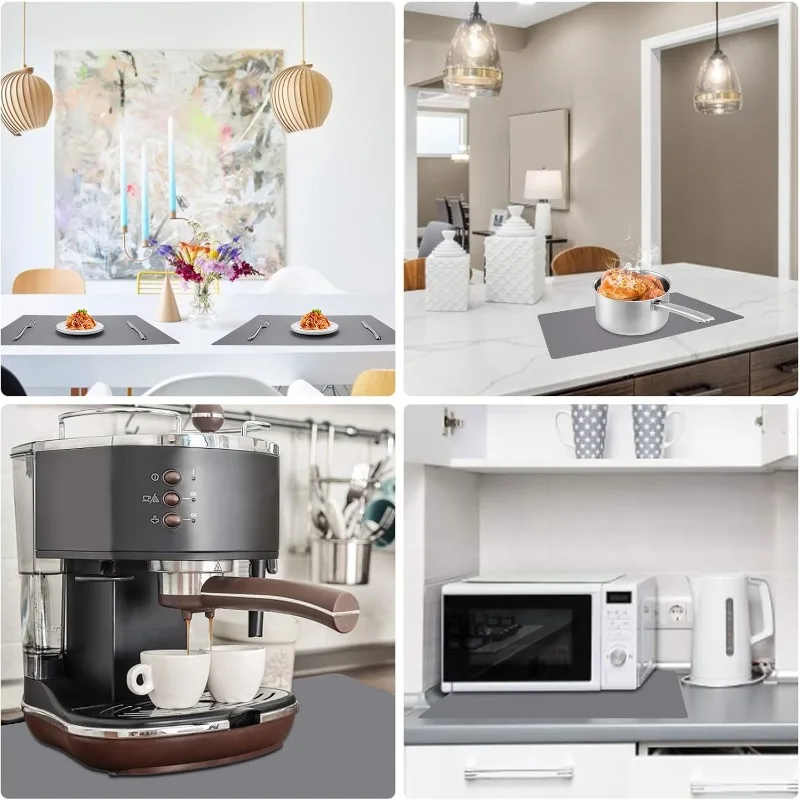 حصيرة كونترتوب سيليكون كبيرة جدًا مقاس 25 بوصة × 17 بوصة - رمادي داكن، وسادة مقاومة للحرارة غير قابلة للانزلاق للعداد/المكتب/مفرش الموقف