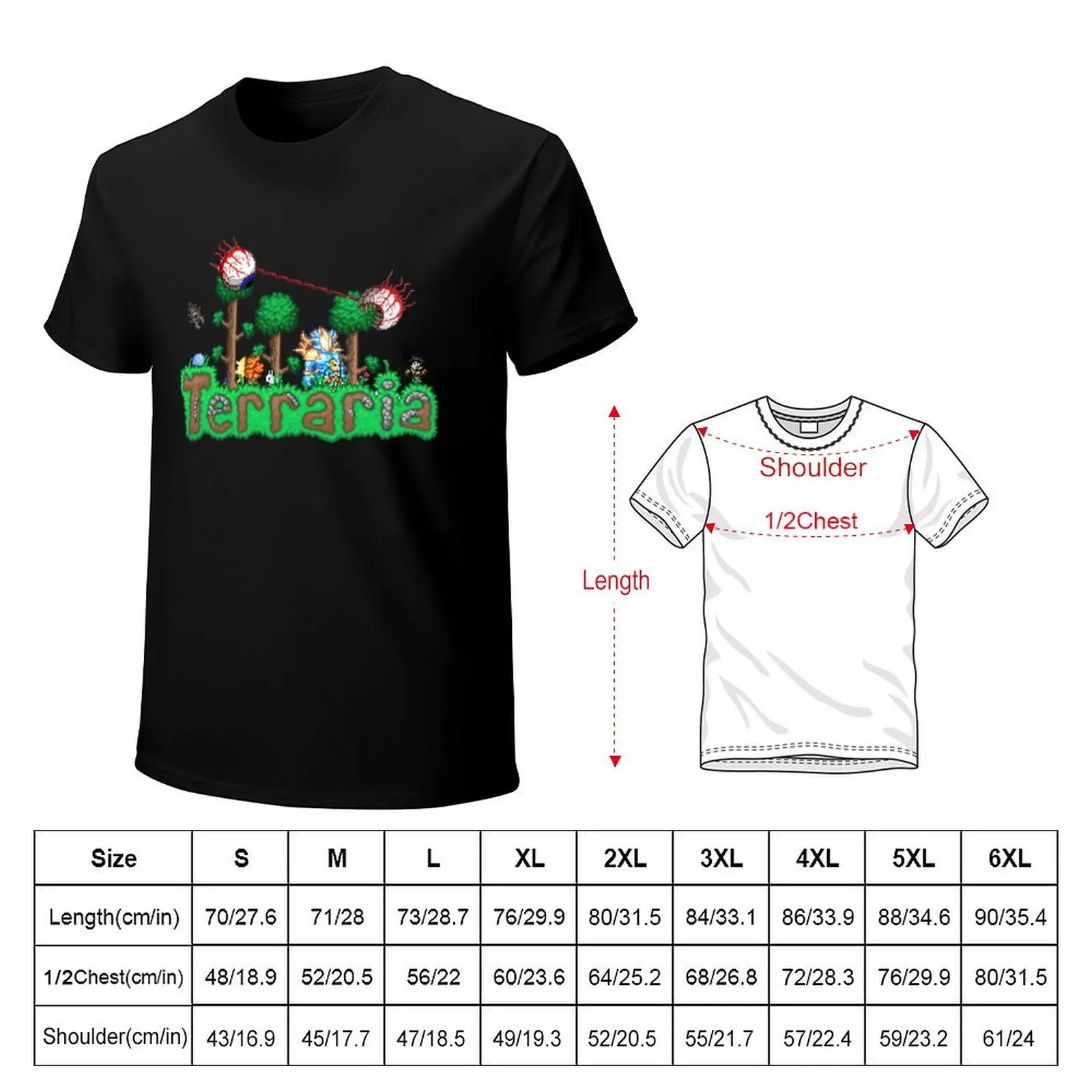 Funny Gift Terraria Game Christmas T-Shirt Non-Shrink Basic Cotton T-Shirt