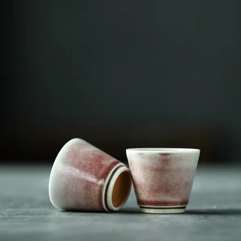 Jingdezhen-첫 사랑의 핑크 핸드메이드 말 발굽 모양 컵, 은총 유약 지원 소다 유약 얼음 균열 가마 구운 은총 G 