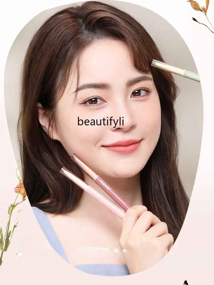 yj Double-Headed Eyebrow Pencil Long Lasting Waterproof Non-Decolorizing Eyebrow Cream Two-in-One for Lazy People