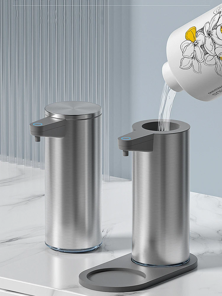 Dispensador automático de jabón líquido, bomba con Sensor sin contacto, para baño, de acero inoxidable 304