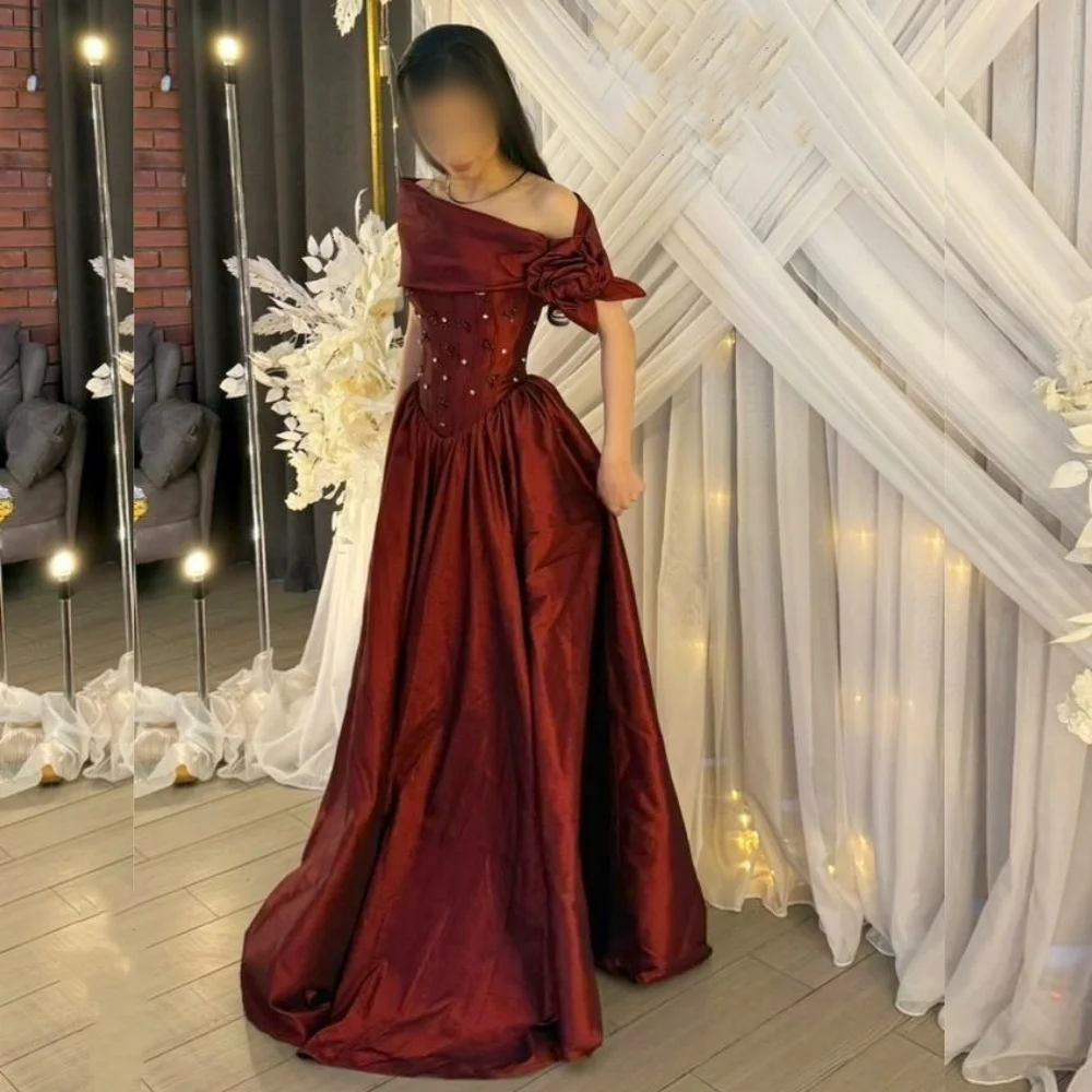 Aangepaste hoge kwaliteit bruiloft feestjurk plooi off-the-shoulder a-lijn vloerlengte op maat gemaakte gelegenheid verlovingsavondjurken