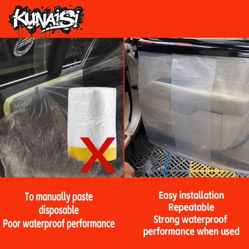 2Car Door Waterproof Cover Set，Car Sun Film Installation Door Water-Blocking Cover，Reusable Material，Car Solar Film Installation