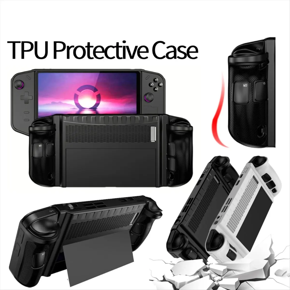 L73A NEW TPU Case Shockproof Protector Cover with Stand Drop-Proof Case Cover Shell Anti-Slip for Legion GO White
